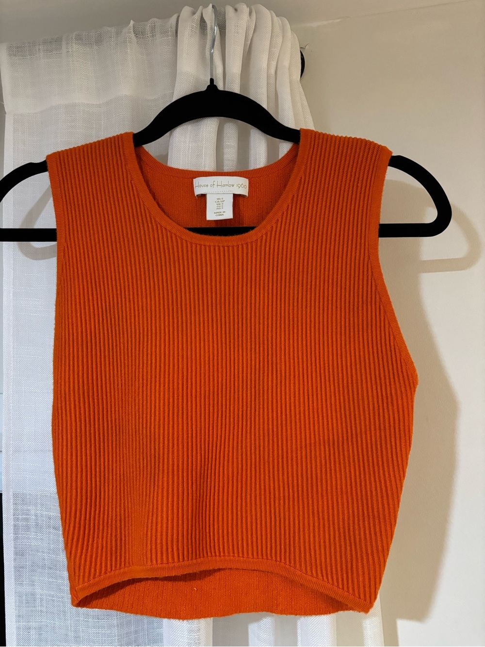 House of Harlow 1960 Orange Ribbed Sleeveless Knit Tank